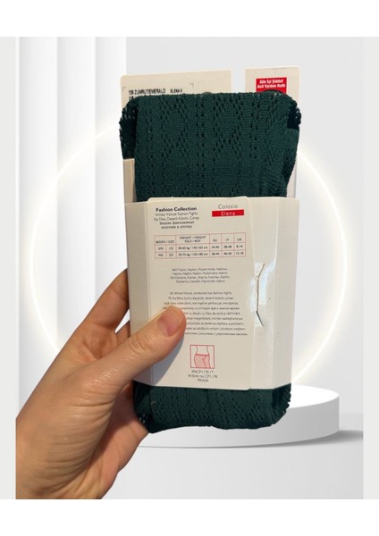 Elena Kış Filesi Zümrüt Yeşili Desenli Külotlu Çorap-Limited fırsatları