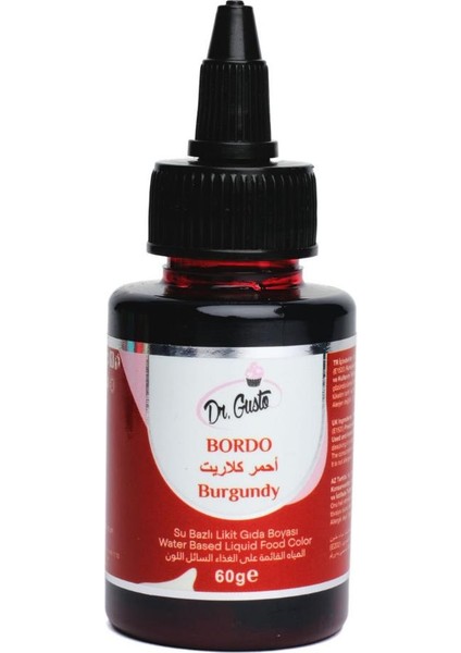 Su Bazlı Likit Bordo Gıda Boyası 60 G – Pasta, Krem Şanti ve Şeker Hamuru Için Yoğun Renk Boyası