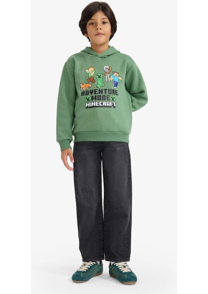 Erkek Çocuk Minecraft Kapüşonlu İçi Yumuşak Tüylü Sweatshirt F9904A825WN fiyatları