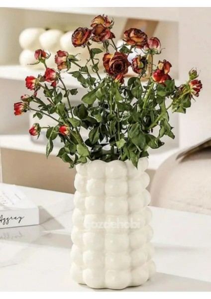 Baloncuklu Beyaz Bubble Vazo Dekoratif Çiçeklik Vazo
