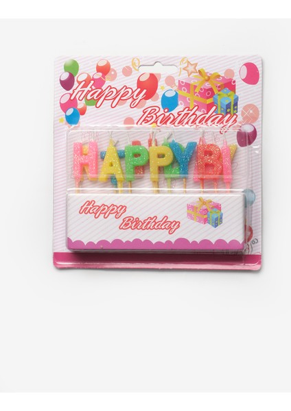 Çok Renkli Simli Happy Birthday Harf Parti Mumu