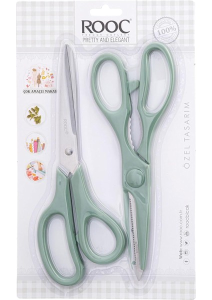 Premium Serisi Ergonomik Saplı Çelik Gıdaya Temasa Uygun 2&apos;li Mutfak, Yeşil