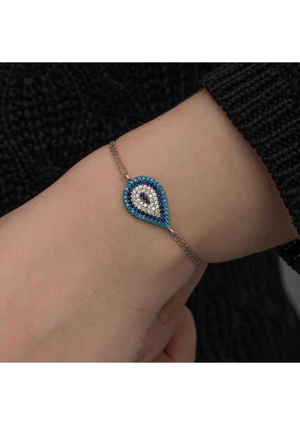 Gümüş Damla Nazar Kadın Bileklik