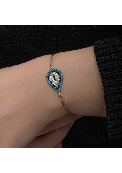 Gümüş Damla Nazar Kadın Bileklik