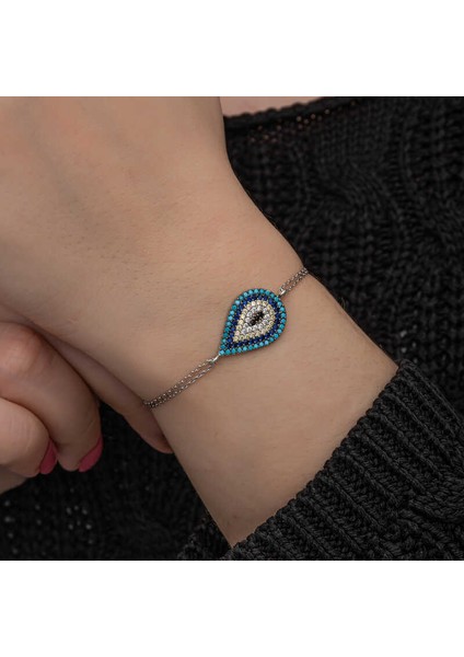 Gümüş Damla Nazar Kadın Bileklik