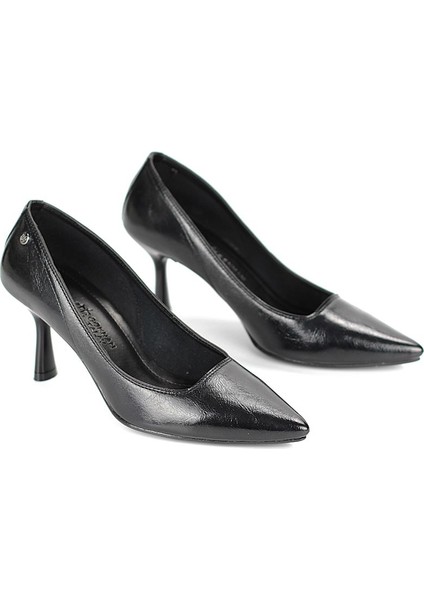 Ayça Esnek Yumuşak Kaymaz Taban (7 Cm) Siyah Rugan Kadın Topuklu Ayakkabı modelleri