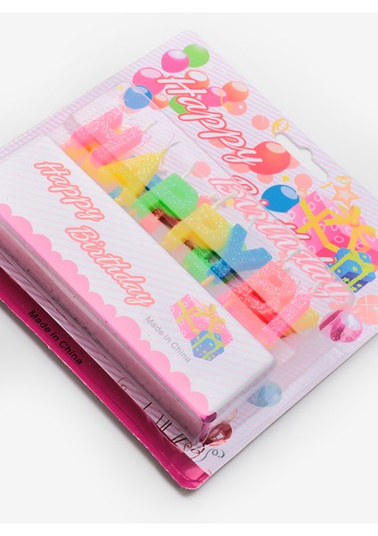 Çok Renkli Simli Happy Birthday Harf Parti Mumu fiyatları