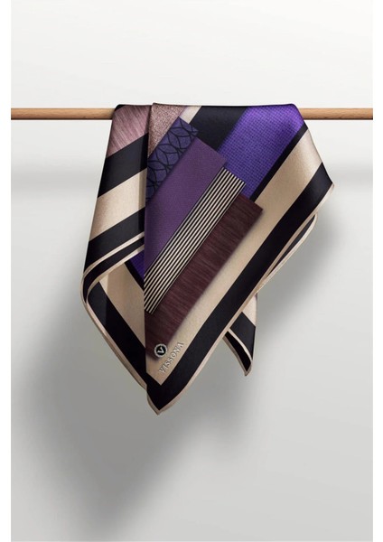 Twill Ipek Eşarp Mor - Siyah 17116-14 fiyatları