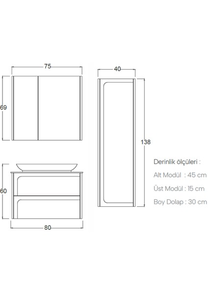 Hitit Banyo Dolabı 80 cm (Boy Dolabı Dahil Değildir.) fırsatları