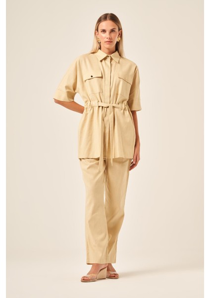 Ftz Kadın Keten Takım Bej 31196 fırsatları
