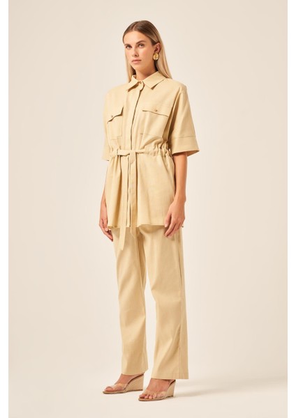 Ftz Kadın Keten Takım Bej 31196 indirimleri