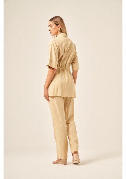 Ftz Kadın Keten Takım Bej 31196
