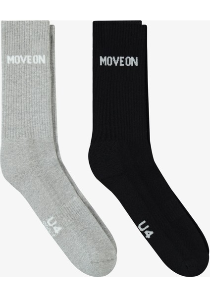 Unıted4 Core Erkek Gri/siyah 2'li Çorap