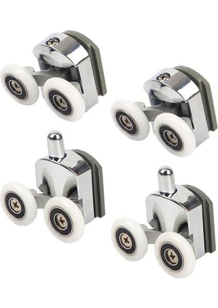 Kabin Teker Seti,4 Adet Krom Tekerleği,tüm Duşa Kabinlere Uyumlu Tekerlek Seti Takımı 2 Alt 2 Üst Teker Rulmanı