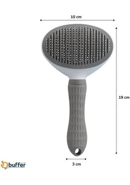 Kedi Köpek Tüy Toplayıcı Kendini Temizleyebilen Ergonomik Rahat Evcil Hayvan Tarağı Gri