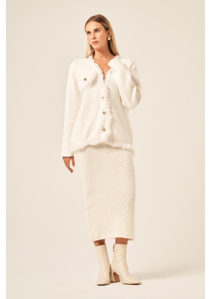 Püskül Detaylı Hırka Ekru 25198 fiyatları