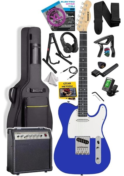 TLX-50BL-30AMP Tele Kasa Maple Klavye 2 Single-Coil 30W Amfili Elektro Gitar