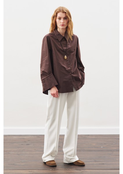 Geniş Manşetli Klasik Gömlek Acı Kahve fiyatları