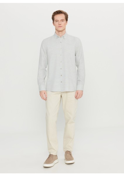 Tailored Fit Düğmeli Yaka Haki Erkek Gömlek ACE020261601_HAK fiyatları