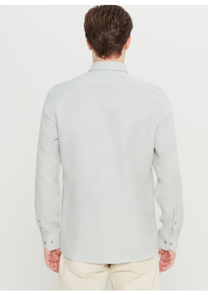 Tailored Fit Düğmeli Yaka Haki Erkek Gömlek ACE020261601_HAK indirimleri