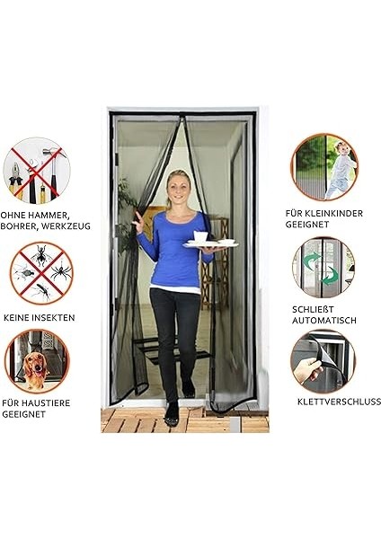 Mıknatıslı Sineklik, Kapı Sinekliği, Böcek Koruması, 95 x 210 Cm, Mıknatıslı Perde, Balkon, Kiler ve Teras Kapısı Için Idealdir, Delmeden Kolayca Yapıştırılabilir, Kısaltılamaz (80 x 210) fiyatları