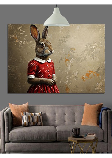 Tavşan Model Portre Dekoratif Kanvas - Mdf Ahşap Tablo fırsatları