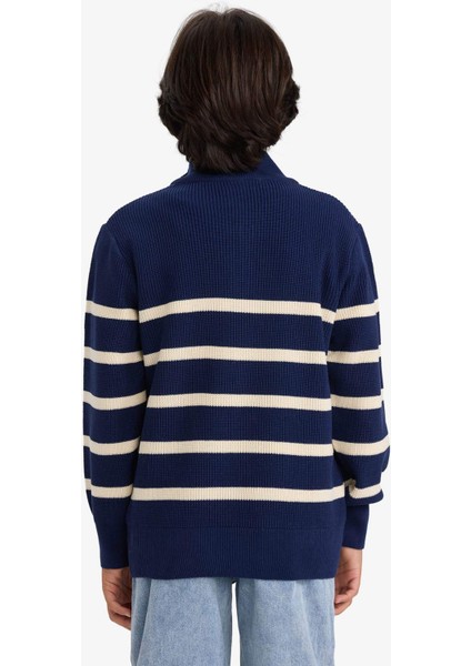 Erkek Çocuk Yarım Fermuarlı Çizgili Triko Kazak G3076A825WN indirimleri