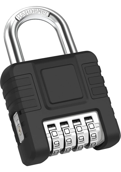 Asma Kilit 4 Haneli Şifreli Kilit, Şifreli Kodlu Ağır Hizmet Tipi Asma Kilit, Tek Tuşla Kilit Açma, Kilitli Dolaplar, Kapılar Için Hava Koşullarına Dayanıklı Şifreli - Gümüş