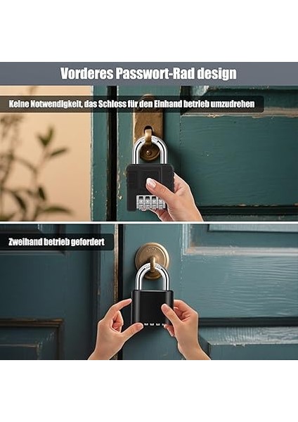 Asma Kilit 4 Haneli Şifreli Kilit, Şifreli Kodlu Ağır Hizmet Tipi Asma Kilit, Tek Tuşla Kilit Açma, Kilitli Dolaplar, Kapılar Için Hava Koşullarına Dayanıklı Şifreli - Gümüş modelleri