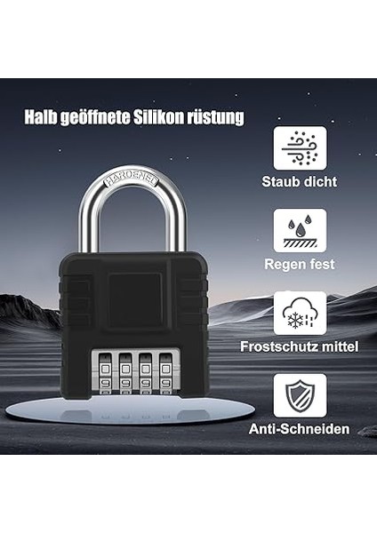 Asma Kilit 4 Haneli Şifreli Kilit, Şifreli Kodlu Ağır Hizmet Tipi Asma Kilit, Tek Tuşla Kilit Açma, Kilitli Dolaplar, Kapılar Için Hava Koşullarına Dayanıklı Şifreli - Gümüş indirimleri