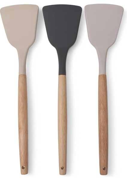 Bambu Saplı Silikon Geniş Spatula, Bambu Uzun Silikon Geniş Spatula 27CM 3 Renk Seçenekli (Krem) fiyatları