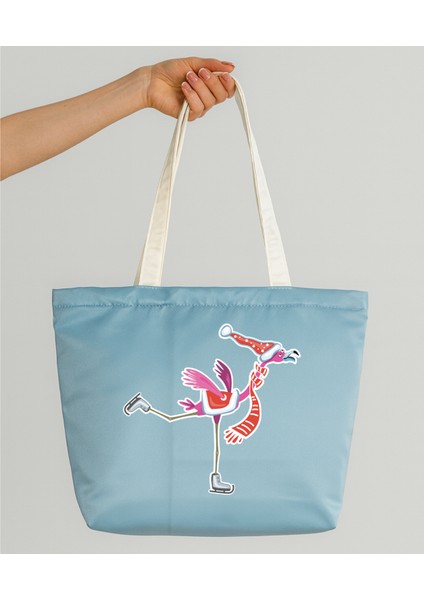 Frosty Flamingo Tasarım Mat Saten Çanta