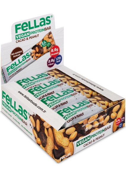 Fellas Vegan Protein Bar - Yer Fıstığı ve Kakaolu 40G x 12 Adet fiyatları