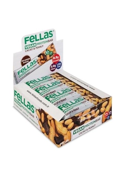 Fellas Vegan Protein Bar - Yer Fıstığı ve Kakaolu 40G x 12 Adet modelleri