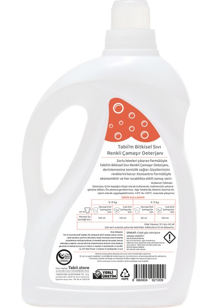 Tabii'm Bitkisel Sıvı Çamaşır Deterjanı Renkliler 2 L fiyatları