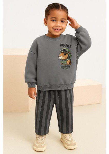 Capybara Kız ve Erkek Çocuk 3 Iplik Fırçalı Kumaş Alt Üst Takım Süper Kalite Sırt Baskı Eşofman Detaylı fiyatları