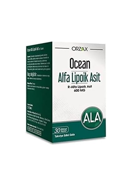 Ocean Alfa Lipoik Asit 600MG 30 Bitkisel Kapsül