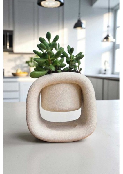 Modern Dekoratif Saksı Vazo, Sukulent, Kaktüs ve Bitkiler Için Saksı 3D 10X9X7 Çiçek Dahil Degildir!