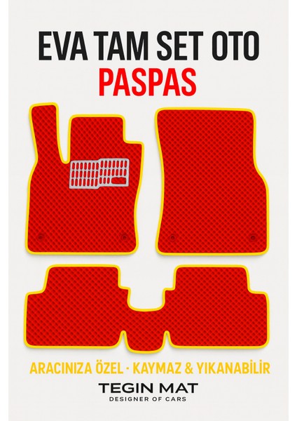 Citroen E C4 2024-2025 Aracınıza Özel Eva Paspas Kırmızı Sarı | Kaymaz ve Yıkanabilir Taraftar Oto Paspas fiyatları