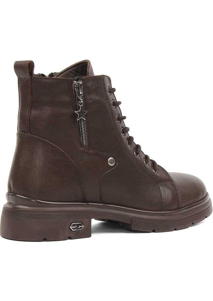 Kadın Kahverengi Çift Fermuarlı Deri Bot fırsatları