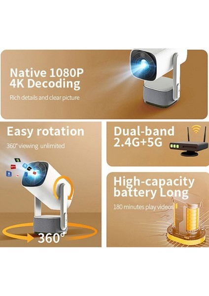 K2 Android Sistemli Projektör | 4K Destekli, 1080P Hd, Taşınabilir ve Bataryalı Projeksiyon Cihazı fiyatları