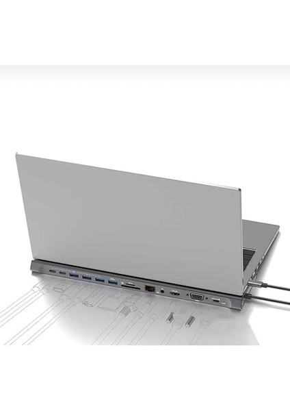 14IN1 Type-C To Multi Function Docking Station - 4K Hdmi Dönüştürücü 100W Pd 3.0 indirimleri