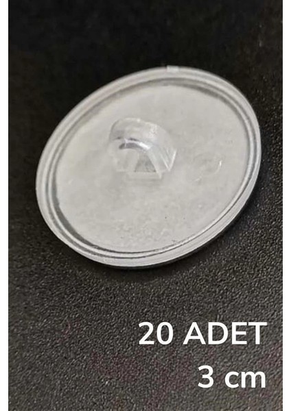 20 Adet Şeffaf Yuvarlak 3 cm Çaplı Güçlü Disk Yapışkanlar