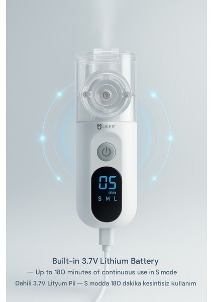 Dijital Ekranlı Sessiz Mesh Nebulizer | CE & TÜV Onaylı, ÜTS Kayıtlı, Şarjlı, Çocuk ve Yetişkin Kullanımına Uygun indirimleri