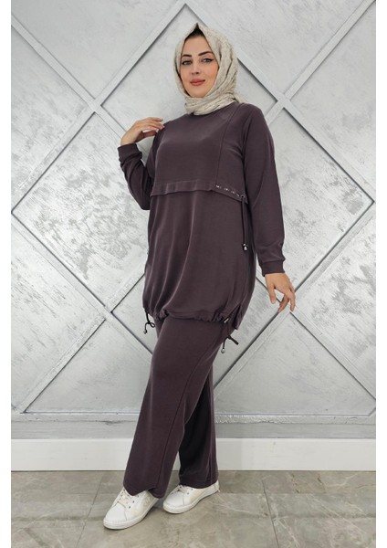 Kadın Taş Detalı Bağcıklı Tesettür Takım