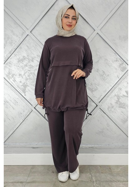 Kadın Taş Detalı Bağcıklı Tesettür Takım modelleri