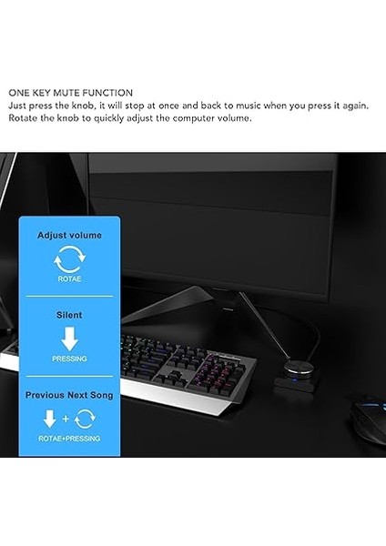 Pc USB Hacim Kontrol Düğmesi, Harici Ortam Ayarlama Denetleyicisi, Kazançlar Için Bilgisayar Ses Düzenleyici 7 8 10 11 Vista, Os X, Android modelleri