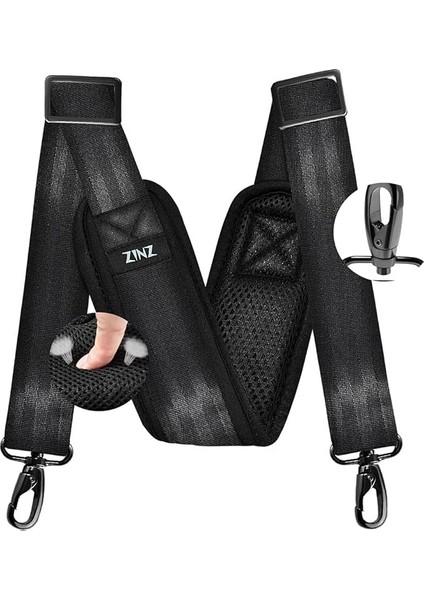 77 Inç Omuz Askısı Evrensel Çanta Askısı, Sabit Pedli Ultra Kalın Artı Uzun ve Nefes Alabilir Yastık, Dizüstü Bilgisayar Için Evrensel Yedek Çanta Askısı, Bagaj, Crossbody -Siyah