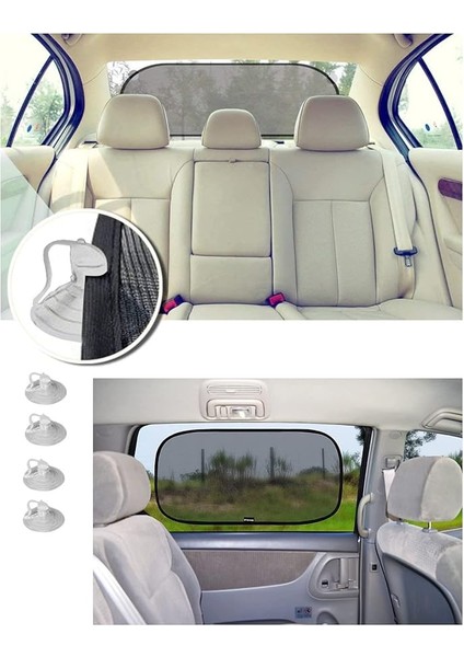 Arka ve Yan Camlar Için Vantuzlu Güneşlik Perde Seti Araç Perdesi (3'lü Set)