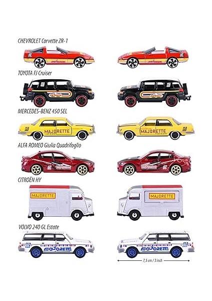 - 60 Yıl Dönümü Premium Edition Minyatür Araba, Rastgele 6 Araba Seçimi Metal Oyuncaklar (On Yıl Başına Bir Model), 7,5 Cm, 3 Yaşından Itibaren modelleri